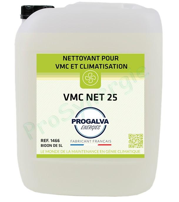 VMC NET 25 - Produit d'entretien, nettoyant alcalin gaines, réseaux de ventilation (VMC batteries, filtres, etc.) dégraissant, dépoussièrant (s'utilise pur ou dilué jusqu'à 25%)