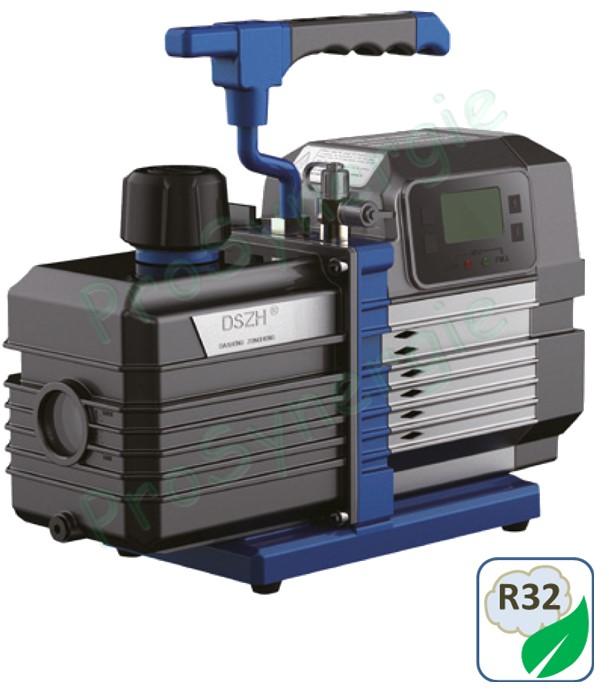 Pompe à vide digitale 2 étages 184 à 354 L/min compatible R32 avec électrovanne et vacuomètre intégrée