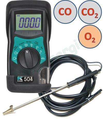 Kane Kane504 - Testeur de combustion  (CO, CO2  O2  pertes   Exces air  T°  Rend) avec sonde KMCP72