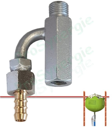 Raccord Adaptable Gonflage Ballon contrôle d´étancheité (12X175) avec tétine tuyau air comprimé