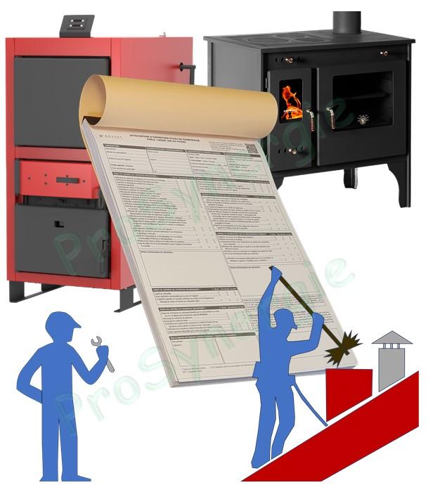 Nouveau carnet d'attestation d'entretien poêle, chaudière ou insert à bois bûche et granulé