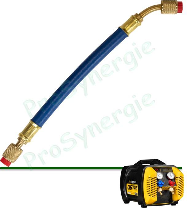 Flexible de récupération de gaz clim Bleu - Raccords 1/4'' - 1/4'' - Long. 30 cm