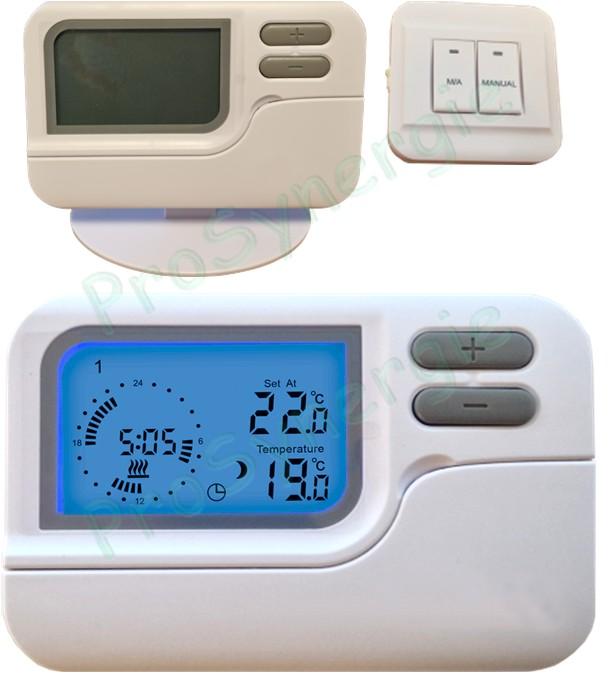 Thermostat programmable filaire ou radio pour installation de chauffage et rafraîchissement/climatisation