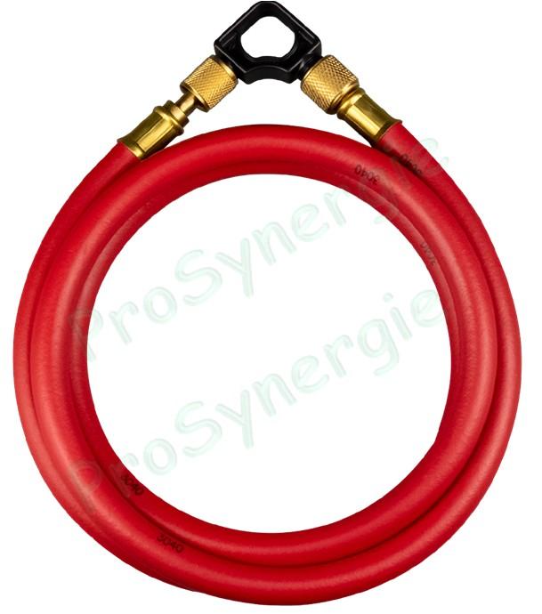 Flexible de récupération de gaz clim gros débit (3/8'') Rouge - Raccords 3/8'' - 1/4'' - Long. 1,8 m