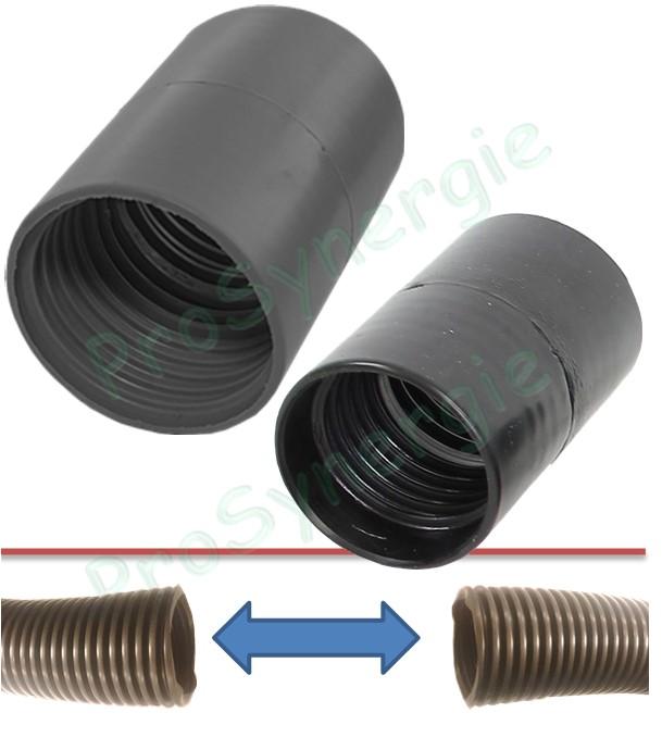 Raccord polypropylène entre flexible d´aspirateur Ø40 ou 50mm (permet de réparer un flexible ou de le rallonger)