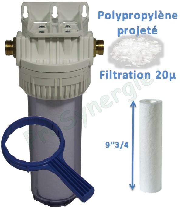 Kit de filtration + fixation et clé (Corps Filtre transparent raccordement F Ø3/4'' pour cartouche (non comprise) hauteur 9´´3/4)