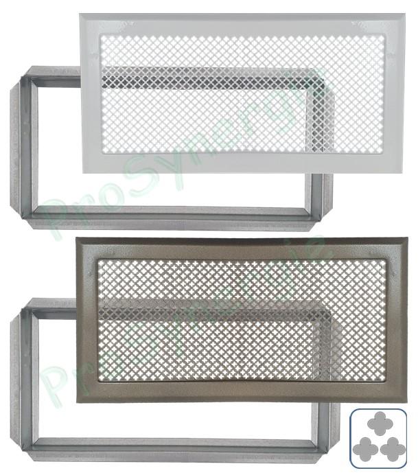 DESTOCKAGE - Grille Rectangulaire ´´Chambord´´ finition étoile - Laiton - 345x195mm - Diffusion d´air chaud avec pré-cadre (présence de points de piquage)