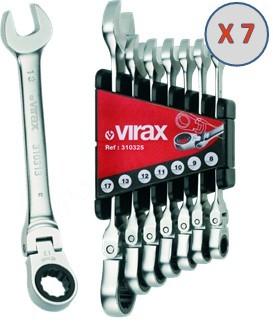 Jeu de 7 Clé à Cliquet et tête flexible VIRAX Ø 8-9-10-11-12-13-17 mm