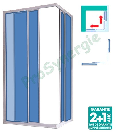 Paroi de douche d´angle ATOUT 2 avec 2 portes coulissantes d´angle