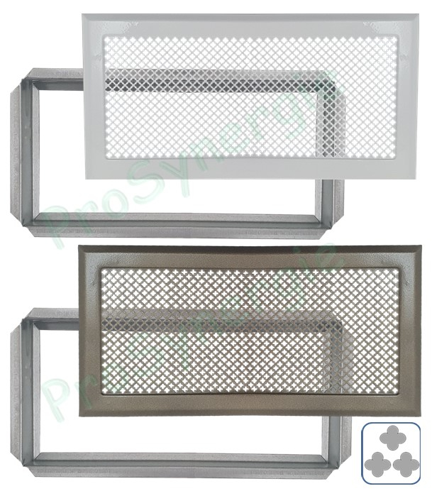 DESTOCKAGE - Grille Rectangulaire ´´Chambord´´ finition étoile - Laiton - 345x195mm - Diffusion d´air chaud avec pré-cadre (présence de points de piquage)