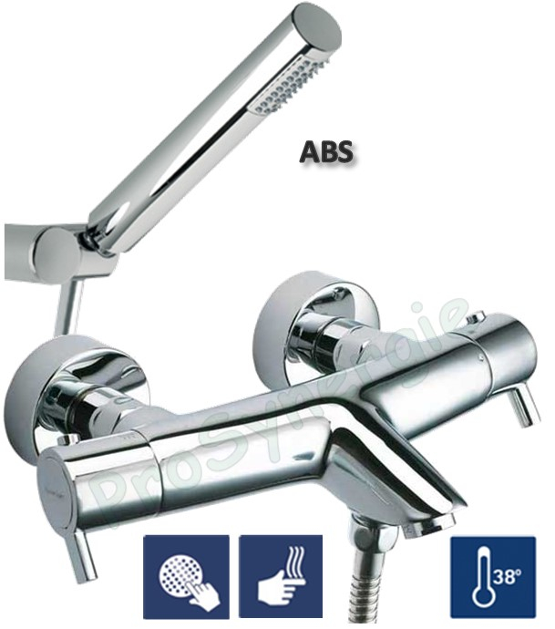 Ensemble bain douche thermostatique DRAKO avec douchette stilo ABS anticalcaire et flexible renforcé 1.55m